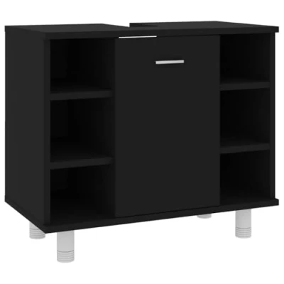 Afbeelding van vidaXL Badkamerkast, zwart, 60 x 32 53,5 cm, bewerkt hout