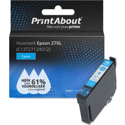 Afbeelding van Huismerk Epson 27XL (C13T27124012) Inktcartridge Cyaan Hoge capaciteit