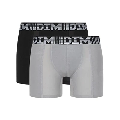 Afbeelding van Dim Boxershorts voor heren, lang, 3D, flexibel, ademend, 2 stuks, grijs zwart, S
