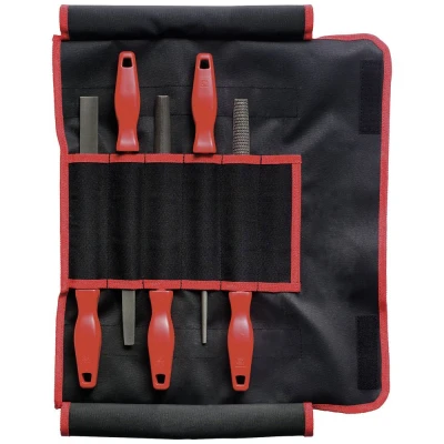Afbeelding van Dick 13092020 Vijl /rasperset, kap 2 met kunststof handgreep, 5 delig in roltas Lengte 200 mm 1 set(s)