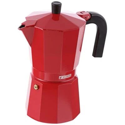 Afbeelding van Monix M281709 Italiaans aluminium koffiezetapparaat, 9 kopjes, aardbeikleurig