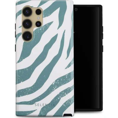 Afbeelding van Selencia Hoesje Geschikt voor Samsung Galaxy S24 Ultra Vivid Backcover Colorful Zebra Pine Blue