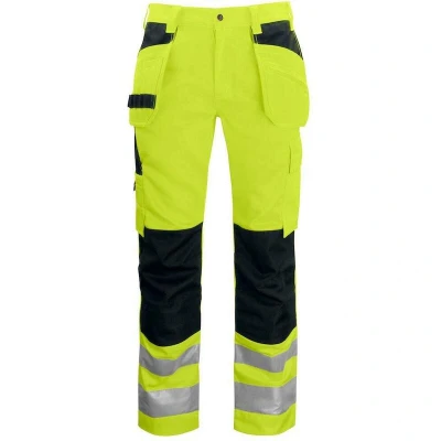 Afbeelding van ProJob 6531 SIGNALISATIEBROEK MET KNIEZAKKEN EN SPIJKERZAKKEN ISO 20471 KLASSE 2 646531 Geel/Zwart C58