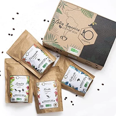Image de Origeens CAFE Grain 1kg BIO café en Arabica Coffret dégustation, Torréfaction Artisanale, 4x250g Idée Cadeau