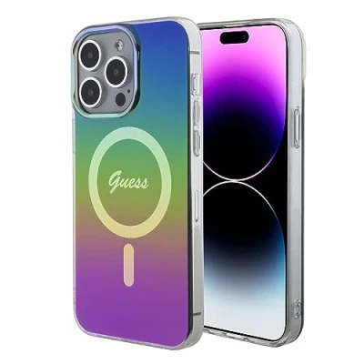 Afbeelding van Guess Iridescent Back Case (MagSafe Compatible) Geschikt voor Apple iPhone 15 Pro (6.1&quot;) Rainbow