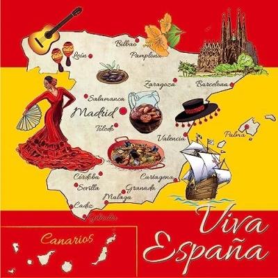 Afbeelding van Spaanse Life Servetten 20 stuks Mooie pagina&#039;s Europa Reizen Vakantie Doe het zelf Decoupage Servetechniek Tafeldecoratie 33 x cm
