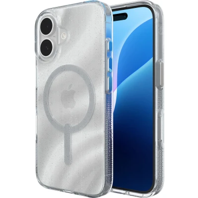 Afbeelding van ZAGG Milan Snap Hoesje Geschikt voor Apple iPhone 16 Back Cover Compatibel met MagSafe Gerecycled Materiaal Grafeen Swirl Glitter