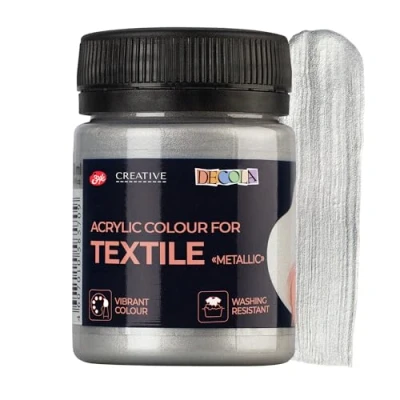 Afbeelding van Decola — Textielverf Zilver Metallic 50ML Met Hoog Pigmentgehalte Gemaakt Door Nevskaya Palitra