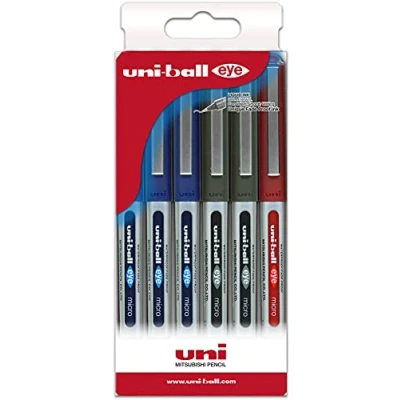 Afbeelding van Uni ball Set van 6 rollerball vloeibare inkt UB 150 verschillende kleuren