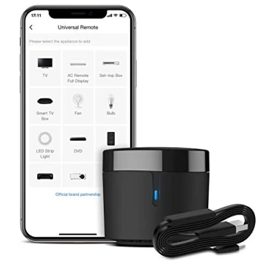 Afbeelding van BroadLink RM4 Mini intelligente afstandsbediening en sensorkabel, infrarood universele met temperatuur vochtigheidssensor, compatibel Alexa, Google Home, IFTTT