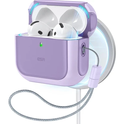 Afbeelding van ESR Halolock Orbit Hybrid Hoes Geschikt Voor AirPods 4 (AirPods 4e Generatie) (2024) Magsafe Paars