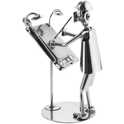 Afbeelding van BRUBAKER Schroef Man Architect Handgemaakte IJzer Figuur Metalen Gebouw Planner Cadeau Idee voor Architecten en Bouw Planners