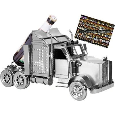 Afbeelding van BRUBAKER Bier flessenhouder truck metalen sculptuur XXL cadeau met cadeaukaart