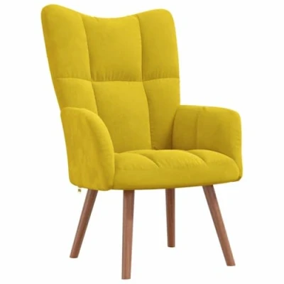 Image de vidaXL Chaise de relaxation Jaune moutarde Velours341201
