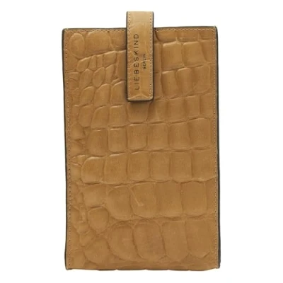 Afbeelding van LIEBESKIND BERLIN Leren Utensil zak Nesmin Croco Pendant Mobile Lentil Geel