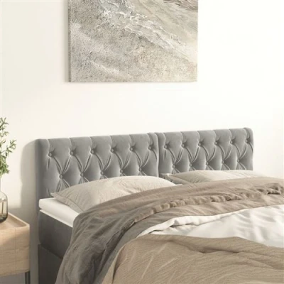 Afbeelding van Hoofdborden 2 st 72x7x78/88 cm fluweel lichtgrijs