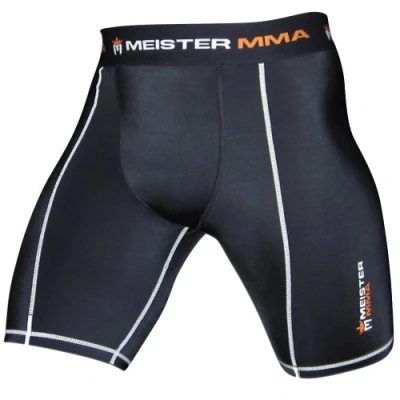 Afbeelding van Meister MMA Rush Fight compressieshort met beanie zak, zwart.