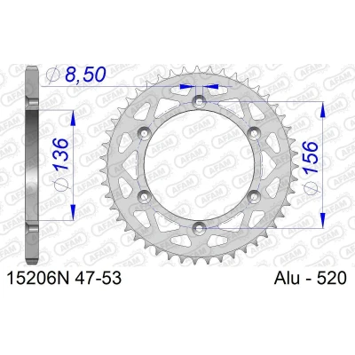 Afbeelding van AFAM 520 51Z aluminium tandwiel (zilver)