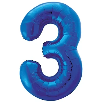 Afbeelding van Unique Party Reuze folieballon, blauw, nummer 3 86 cm