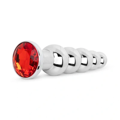 Afbeelding van Anale Plug Met Edelsteen Rood Levensecht Gevoel