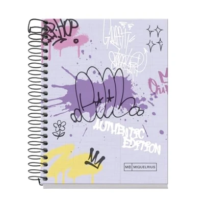 Afbeelding van Miquelrius notitieboek A6, gelinieerd, 7 mm, hardcover, A6 met 120 microgeperforeerde vellen, 4 kleuren om te organiseren, extra ondoorzichtig papier 70 g/m², zonder