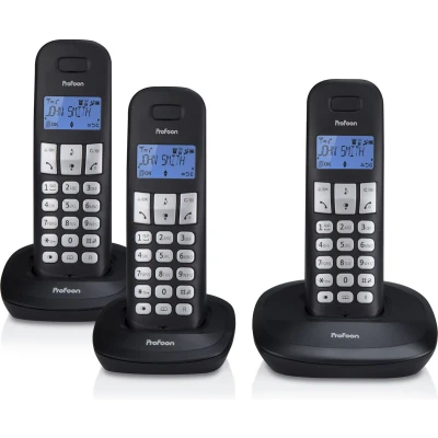 Afbeelding van Profoon PDX 1130 DECT telefoon met 3 handsets, zwart Black