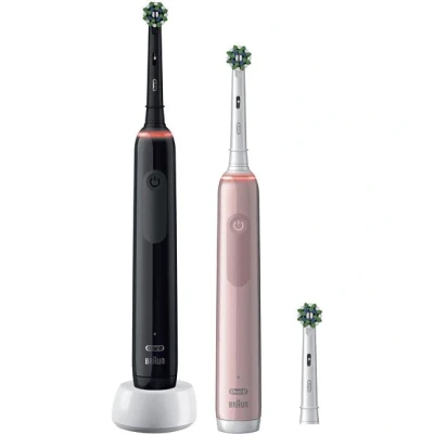 Image de Oral B Pro Serie 3 Noir et Rose Lot de 2