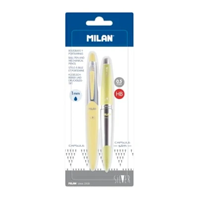 Image de Milan Blister 1 stylo à bille bleu et porte mines 0,5 mm Capsule Silver