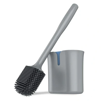 Afbeelding van MR.SIGA Toiletborstel, siliconen toiletborstel met houder, wand of vloermontage, hangende voor badkamer, grijs