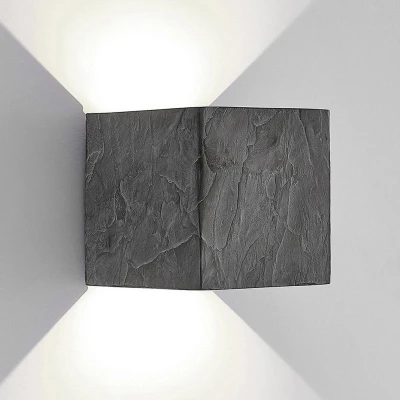 Afbeelding van Lucande LED buiten wandlamp Naja, leisteenoptiek