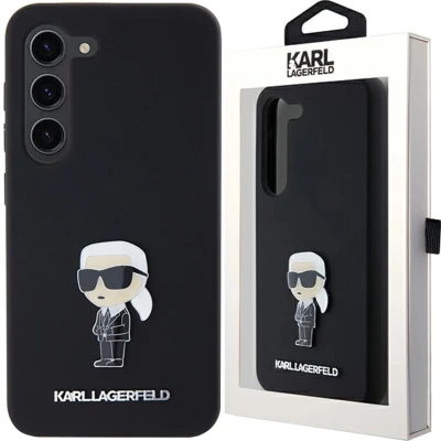 Afbeelding van Karl Lagerfeld Siliconen Ikonik Metal Pin hoesje voor Samsung Galaxy S24 zwart
