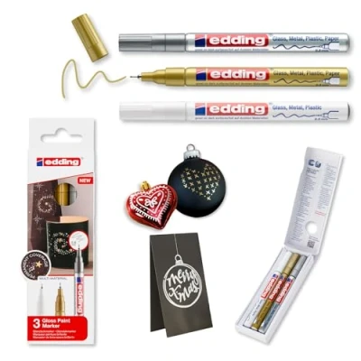 Afbeelding van edding 780/3S metallic lakmarker set assorti 3 stuks: wit, goud, zilver 0,8mm