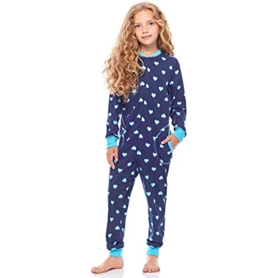 Afbeelding van Merry Style Kinder Pyjama ronde hals lange mouwen broek met zakken Katoen MS MS10 186 PJ Marine Herzen Türkis 134 140