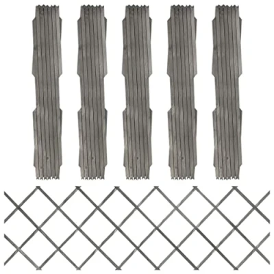 Afbeelding van vidaXL Roosterhek, 5 stuks, grijs, massief dennenhout, 180 x 60 cm
