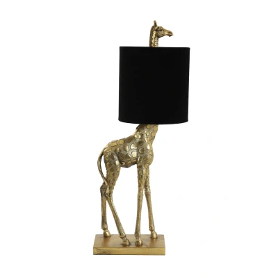 Afbeelding van Giraffe tafellamp 68cm antiekbrons/zwart
