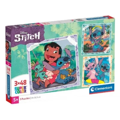Afbeelding van Clementoni Puzzel 3x48 Stukjes Lilo &amp; Stitch Kinderpuzzel Vanaf 5 jaar