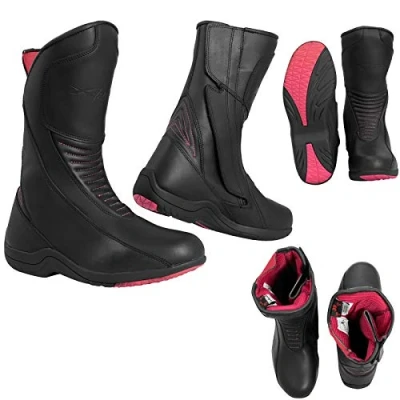 Afbeelding van Motorlaarzen voor dames, leer, waterdicht, CE getest, zwart, maat 40