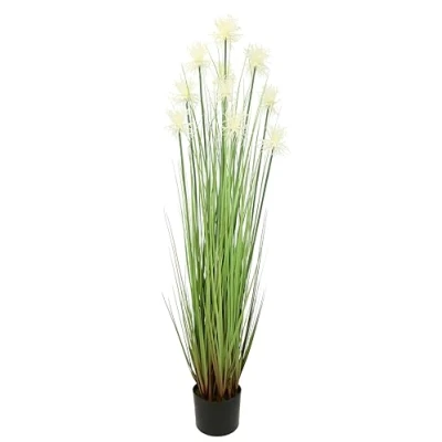 Afbeelding van Flair Flower Protea 020907W in Busch naaldpot kunstgras groene planten solitair gras wit 120 cm