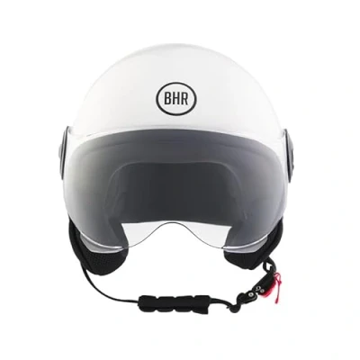 Afbeelding van BHR 835 Vespa Helm Wit Maat M Glanzend Witte Jethelm Scooter en Motorhelm met Vizier