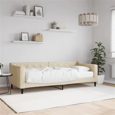 Afbeelding van vidaXL Slaapbank met matras 80x200 cm stof crèmekleurig