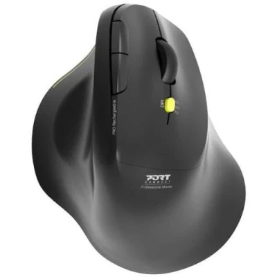 Image de PORT Connect Professional ERGO SHAPE Souris rechargeable pour droitiers optique 5 boutons sans fil 2.4 GHz, Bluetooth récepteur USB