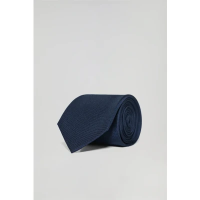 Afbeelding van Polo Club Heren Effen Blauwe Stropdas Van Zijde Met Logo U