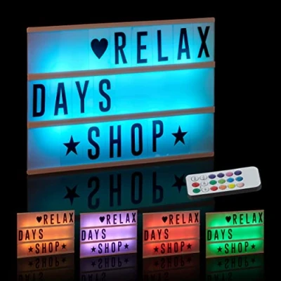 Afbeelding van Relaxdays lightbox met kleurverandering 85 letters en symbolen lichtbak