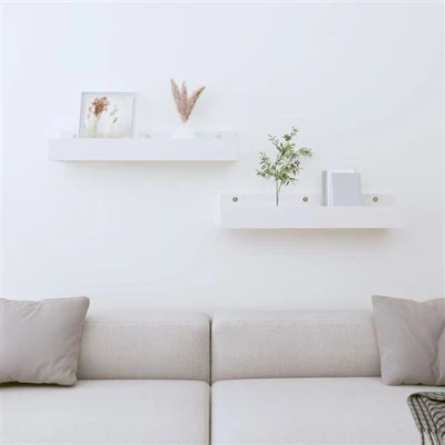 Afbeelding van vidaXL Wandschappen 2 st 50x12x9 cm massief grenenhout wit