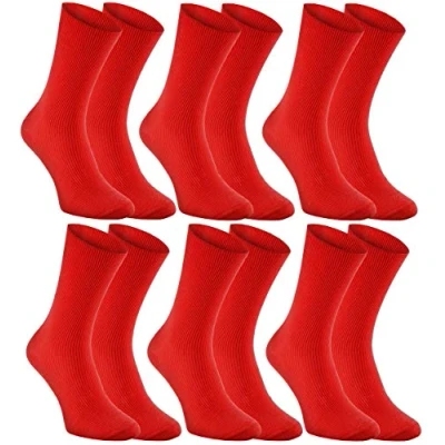Afbeelding van Rainbow Socks Sokken voor dames en heren, antibacterieel, diabetici, 6 x rood
