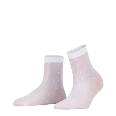 Afbeelding van FALKE Dot mat met patroon ultra transparant 15 Denier pantysokken dames wit Maat 35 38