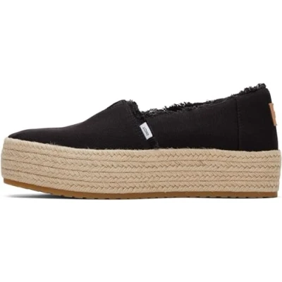 Afbeelding van TOMS Valencia mocassinzool voor dames, Zwart canvas, 43,5 EU