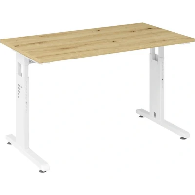 Afbeelding van MEGA 612 W Bureau Tafelhoogte I In hoogte verstelbaar 120 x 67 Essen Eik/Wit