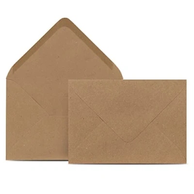 Afbeelding van Colours 4 you 50 stuks enveloppen van kraftpapier formaat C6 bruin 11,4 x 16,2 cm met 120 g/m² natte sluiting puntige klep zonder venster
