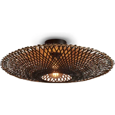 Afbeelding van GOOD&amp;MOJO Plafonniere Kalimantan Bamboe Zwart Ø60cm